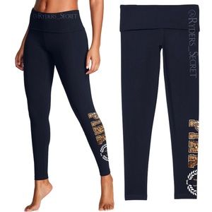 Victoria’s Secret PINK Sequin Logo Dark Grey Yoga Leggings SMALL